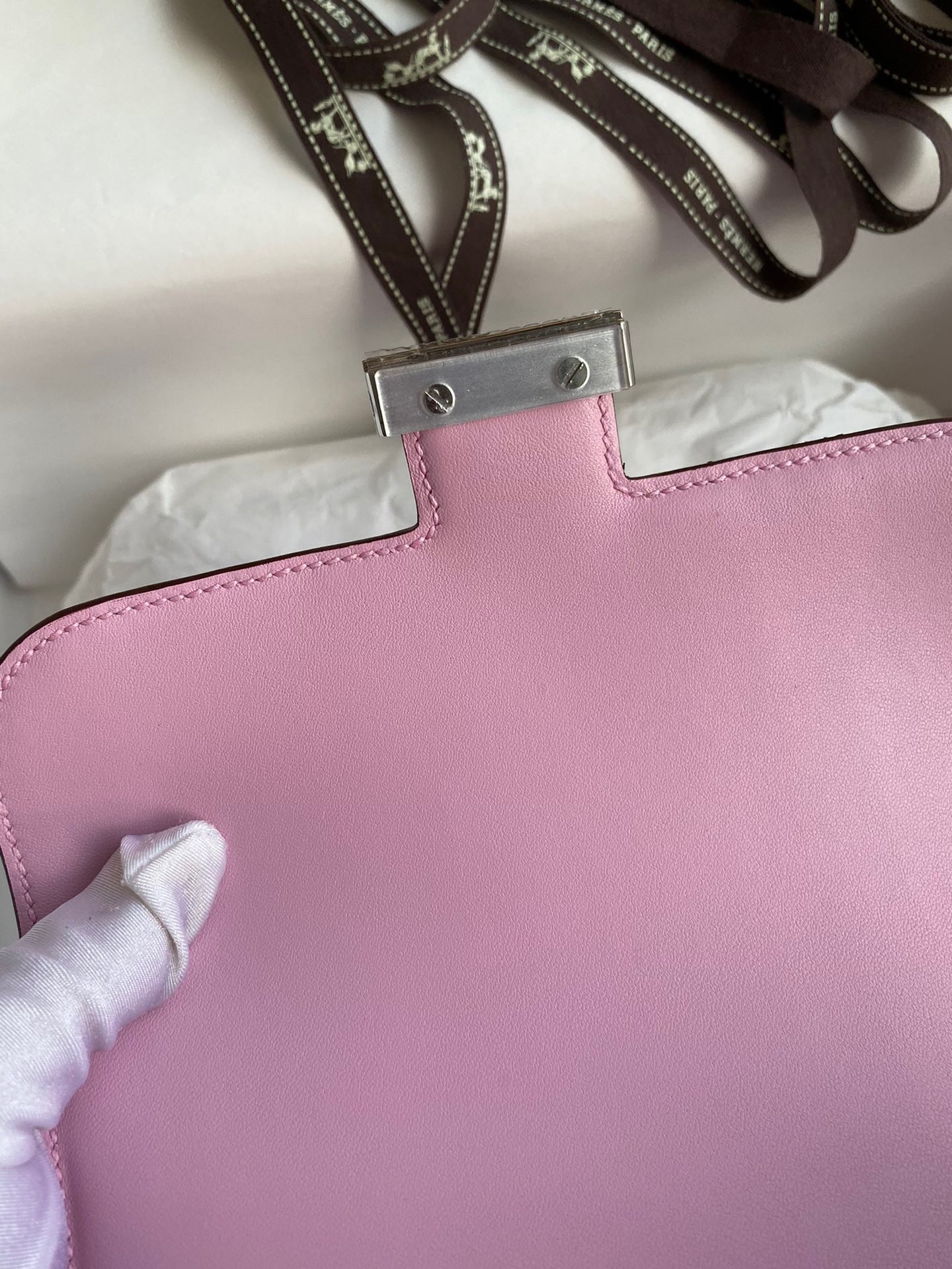 H**mes constance 18 handmade bag in mauve sylvestre epsom calfskin