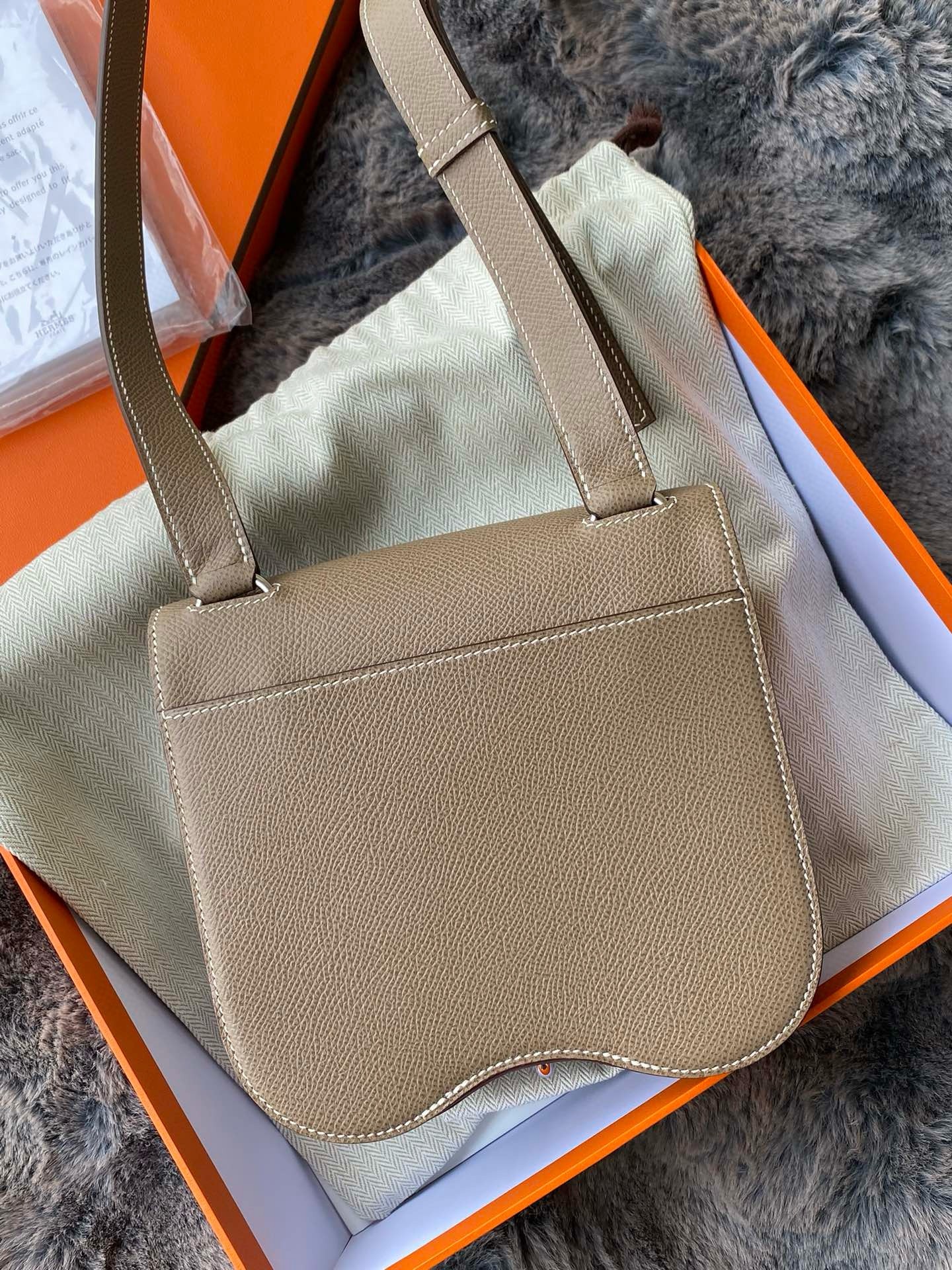 H**mes della cavalleria ii mini bag in taupe epsom calfskin
