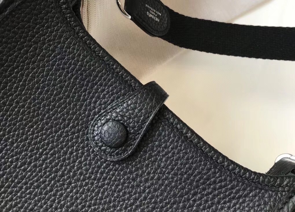 H**mes evelyne iii tpm mini bag in black clemence leather