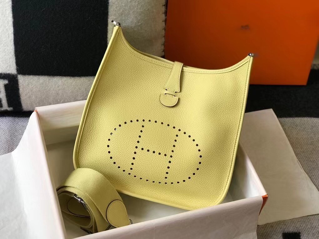 H**mes evelyne iii 29 pm bag in jaune poussin clemence leather