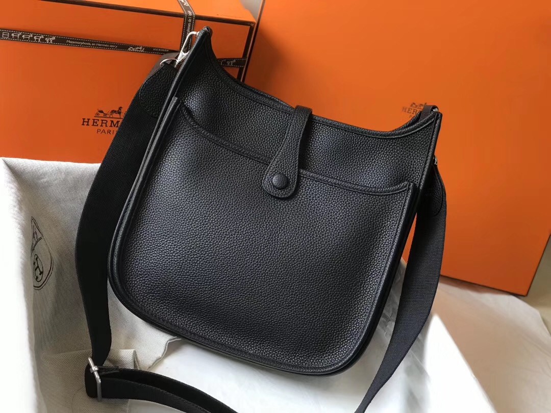 Replica Hermes Evelyne III 29 PM Bag In Black Clemence Leather