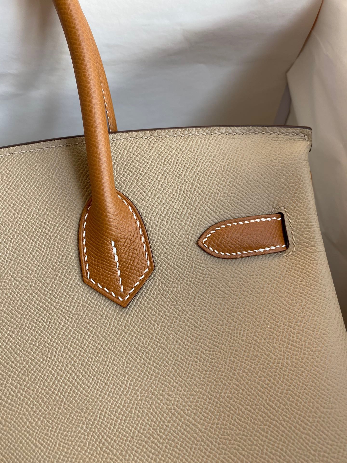 H**mes hss birkin 30 bicolor bag in trench and gold epsom calfskin