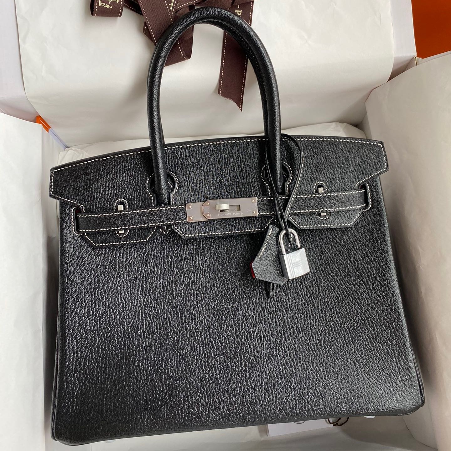 H**mes hss birkin 30 bicolor bag in black and red chevre mysore leather