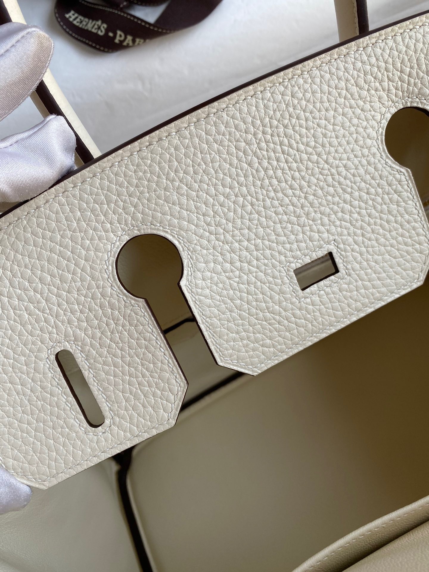 H**mes birkin 30 retourne handmade bag in nata clemence leather