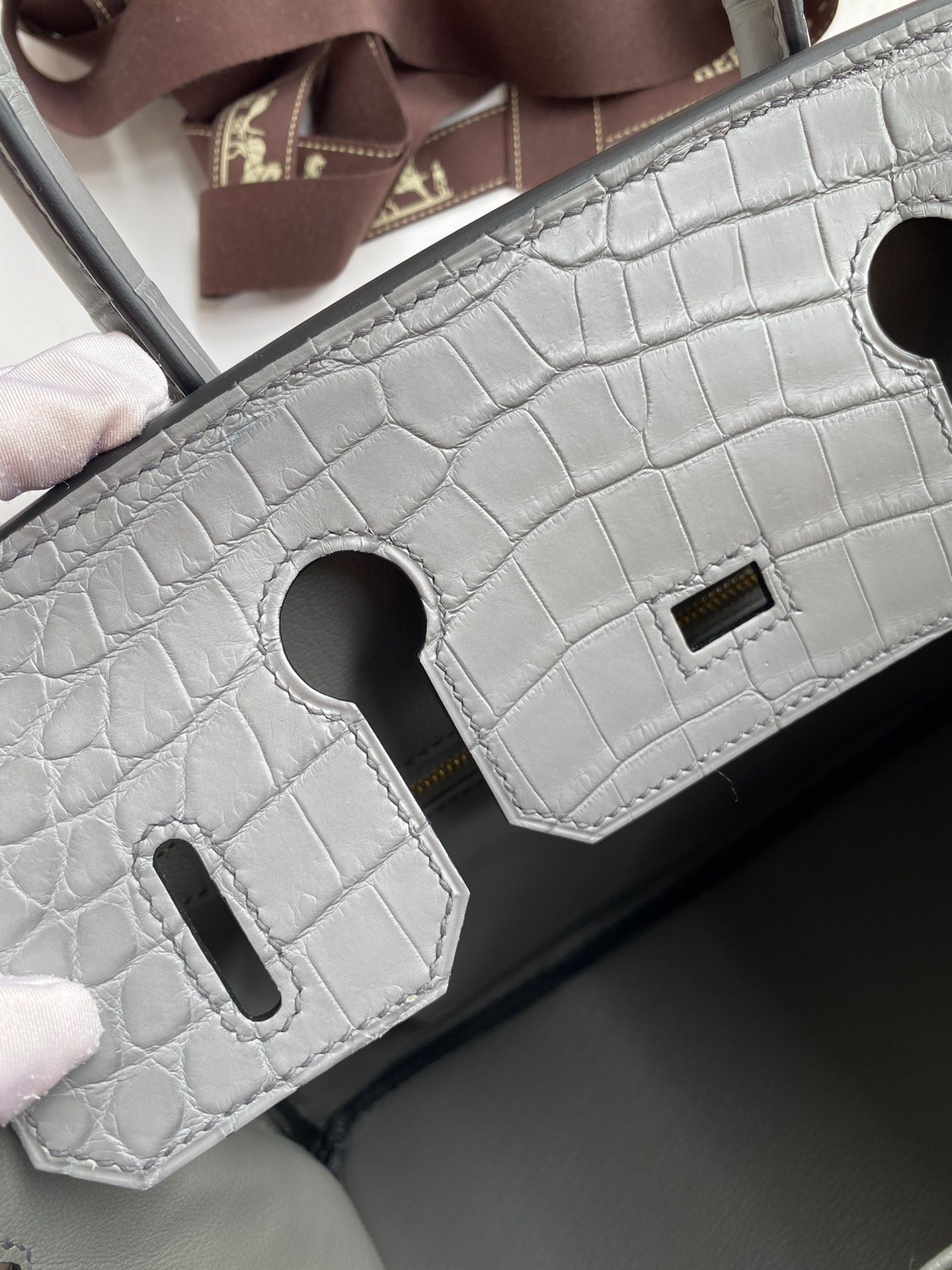 H**mes birkin 30 handmade bag in etain crocodile niloticus matte skin