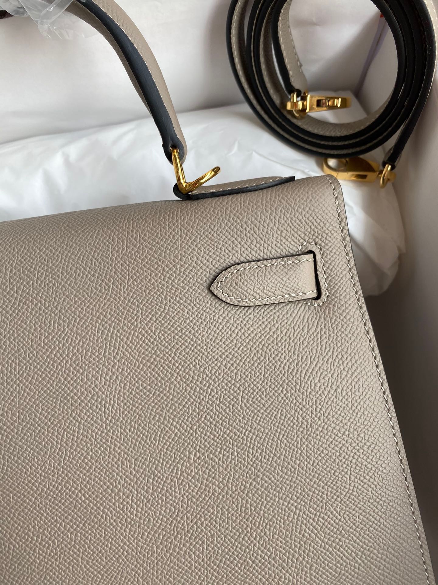 H**mes kelly sellier 28 handmade bag in gris asphalt epsom calfskin