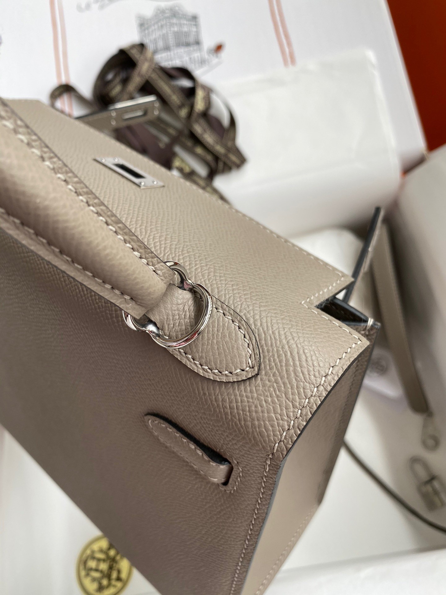 H**mes kelly sellier 28 handmade bag in gris asphalt epsom calfskin