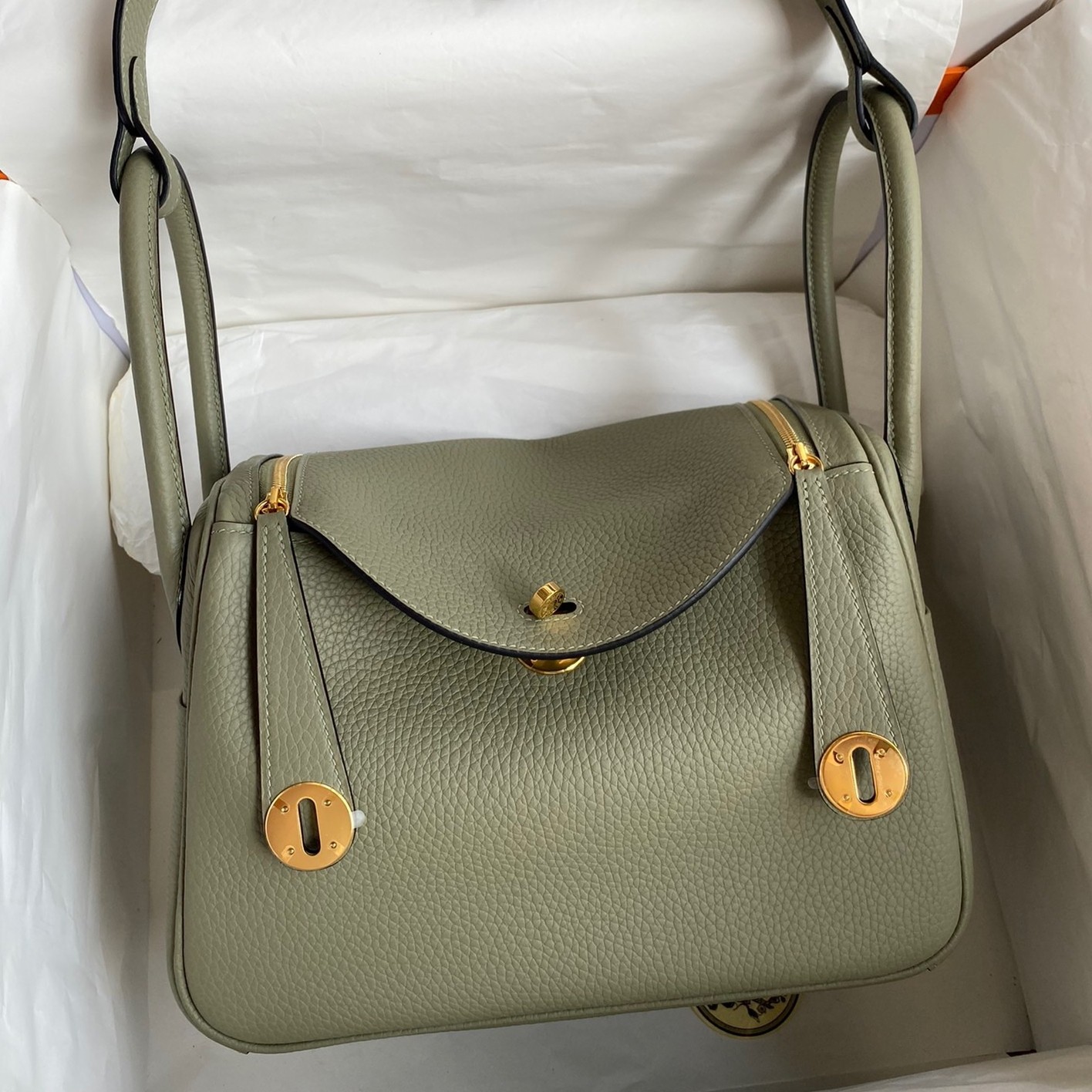 Replica Hermes Lindy 26 Handmade Bag In Sauge Clemence Leather