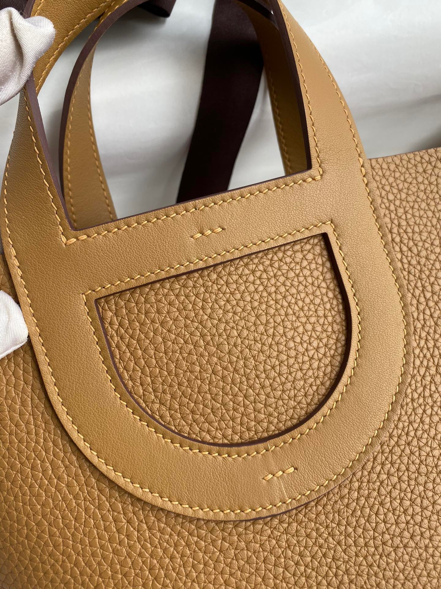 H**mes in the loop 18 handmade bag in biscuit clemence leather