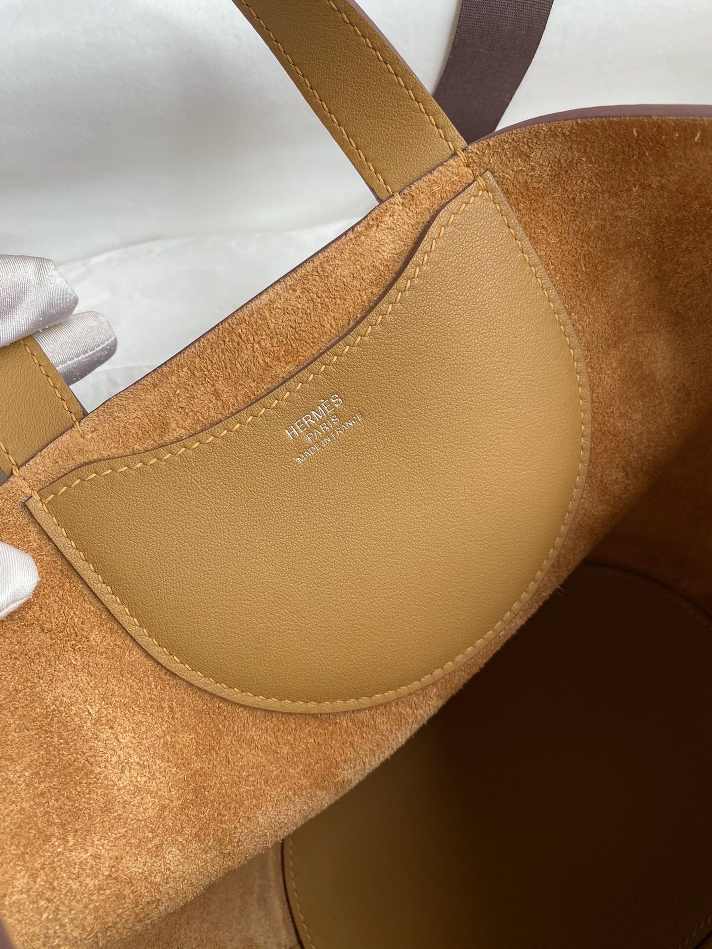 H**mes in the loop 18 handmade bag in biscuit clemence leather