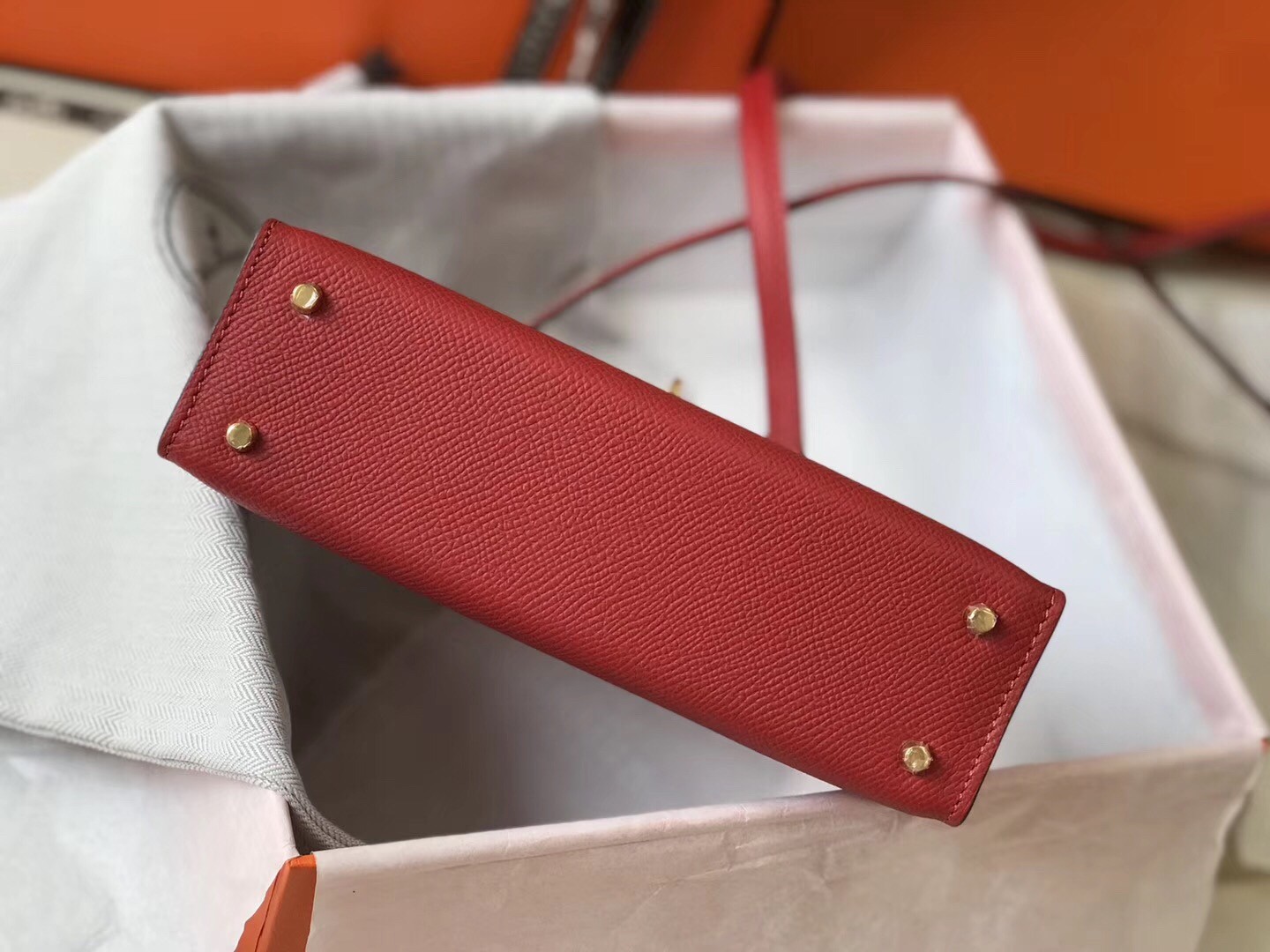 H**mes kelly mini ii bag in rouge vif epsom leather
