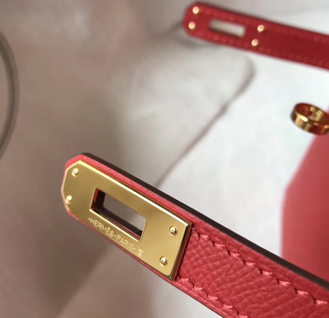 H**mes kelly mini ii bag in rouge vif epsom leather