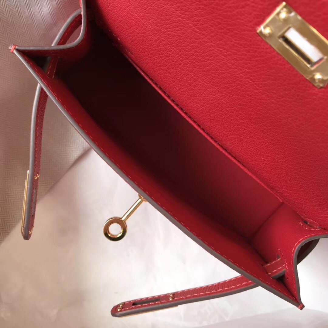 H**mes kelly mini ii bag in rouge vif epsom leather