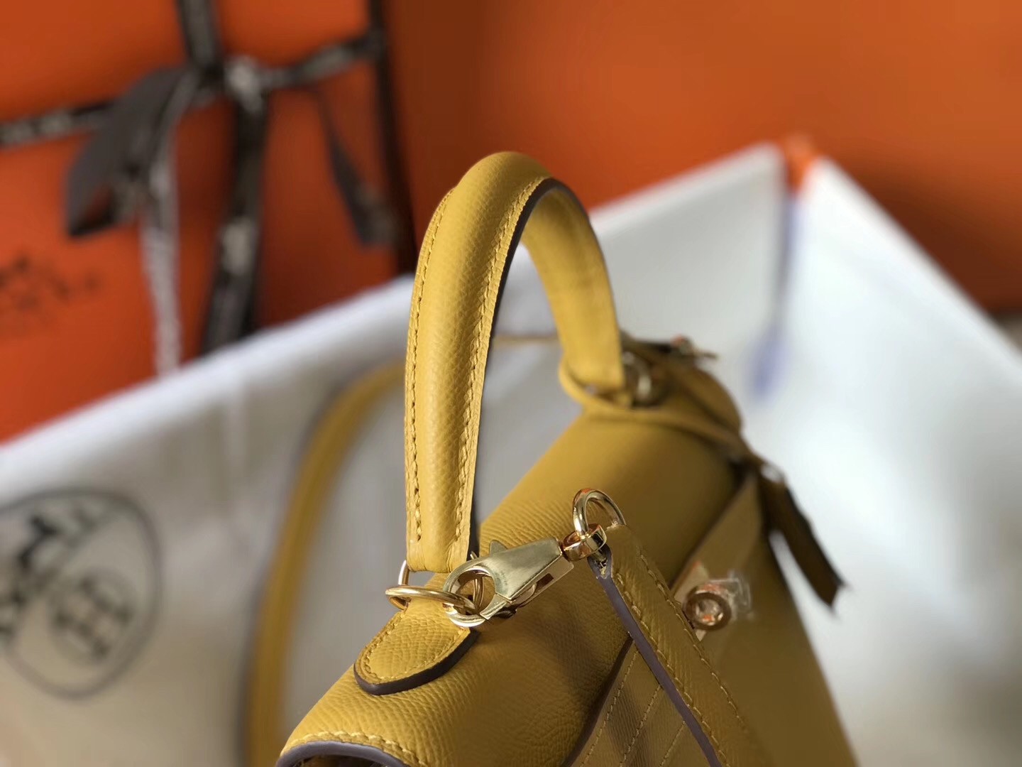 H**mes kelly 25cm sellier bag in yellow epsom leather