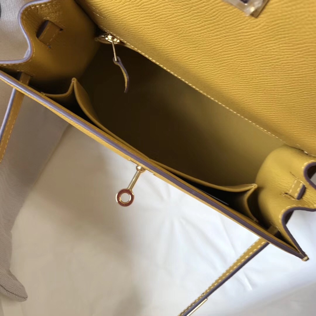 H**mes kelly 25cm sellier bag in yellow epsom leather
