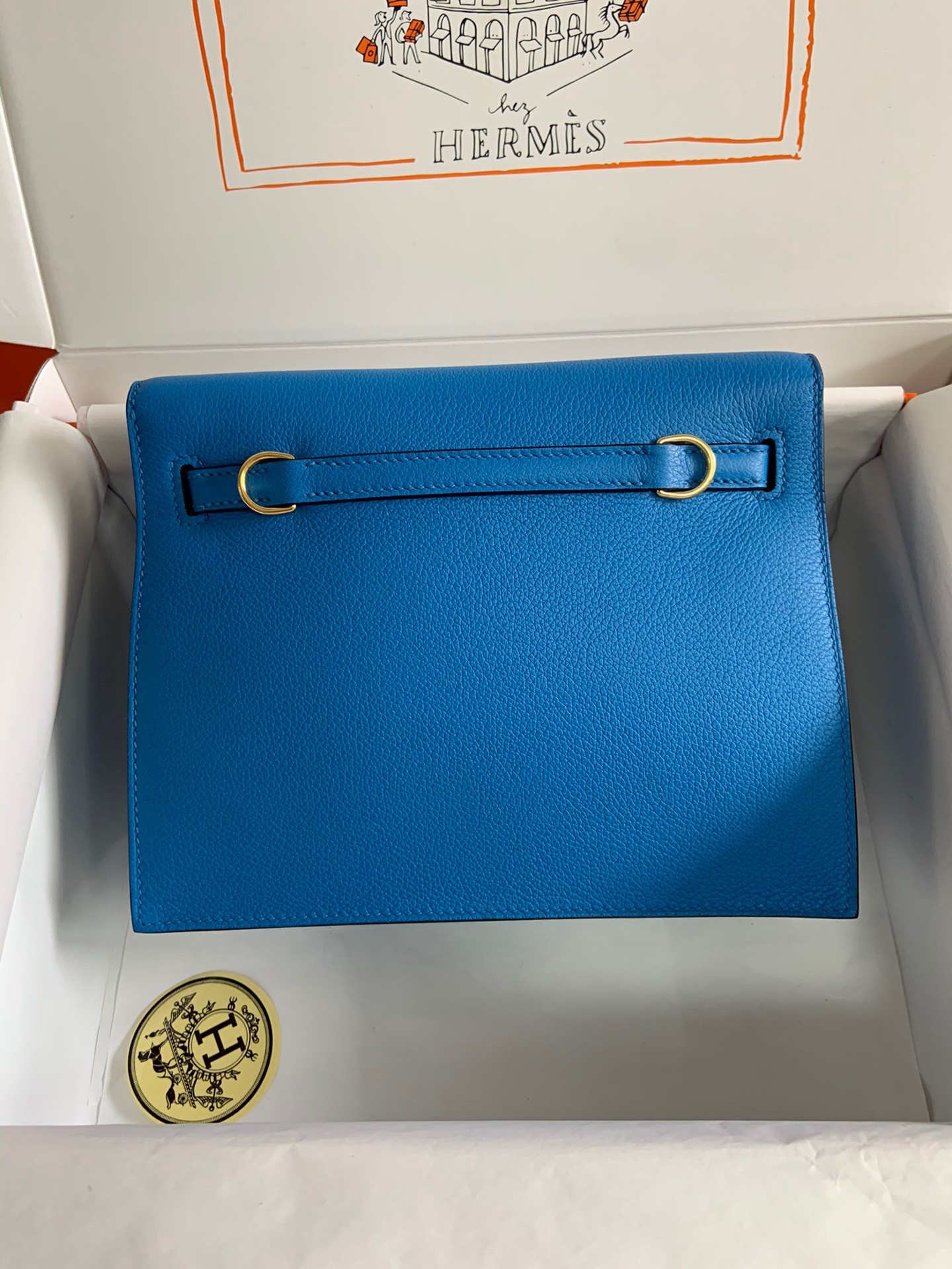 H**mes kelly danse ii handmade bag in blue hydra evercolor calfskin