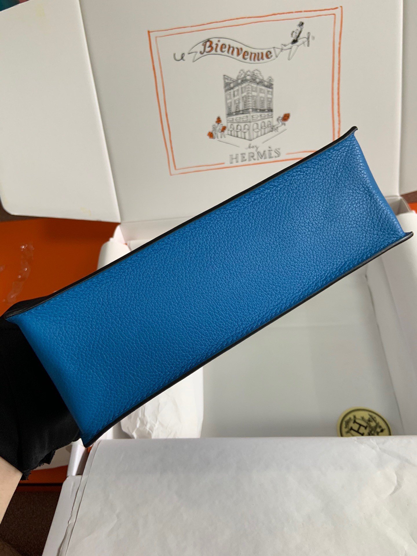 H**mes kelly danse ii handmade bag in blue hydra evercolor calfskin