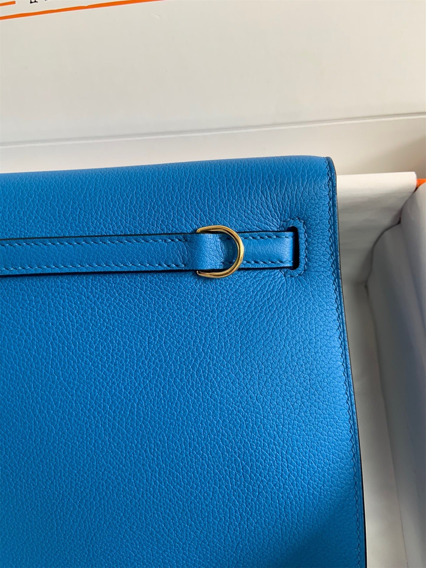 H**mes kelly danse ii handmade bag in blue hydra evercolor calfskin