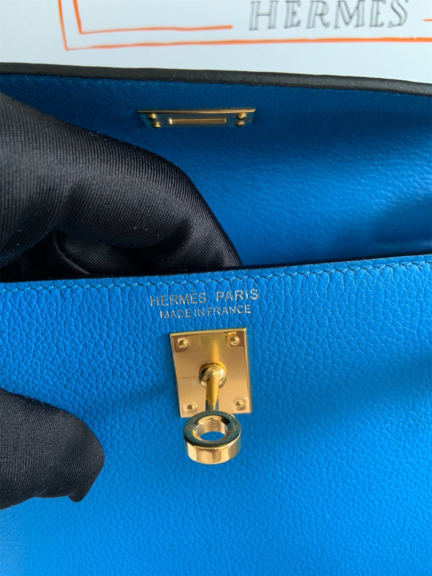 H**mes kelly danse ii handmade bag in blue hydra evercolor calfskin
