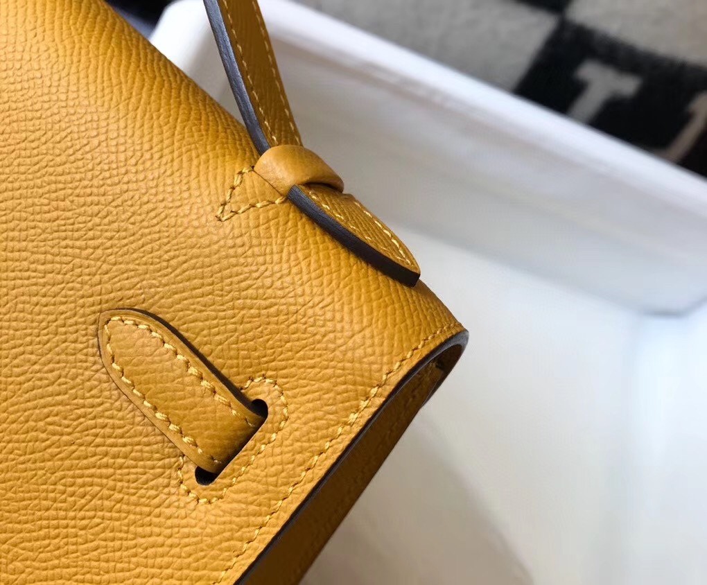 H**mes kelly pochette bag in yellow epsom leather