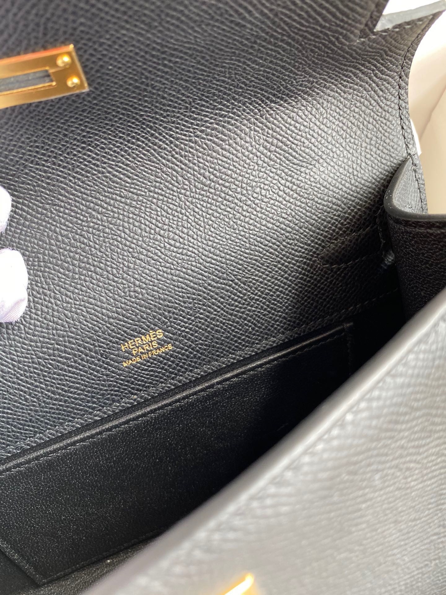 H**mes kelly pochette handmade bag in black epsom calfskin