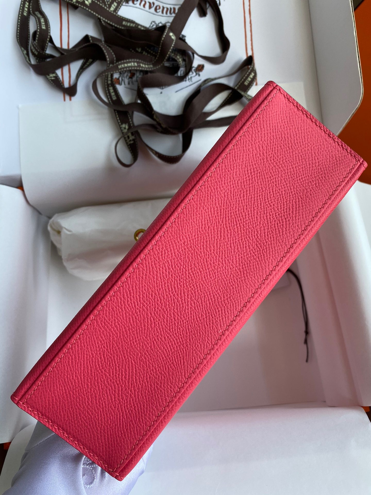 H**mes kelly pochette handmade bag in rose lipstick epsom calfskin