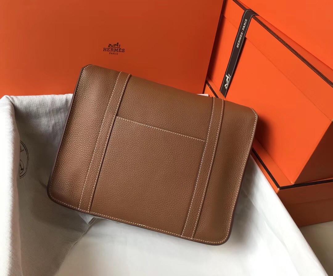 H**mes steve 35 messenger bag in brown clemence calfskin