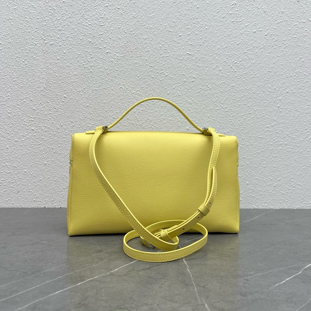 Loro Piana Extra Pocket Pouch L27 in Yellow Grained Leather