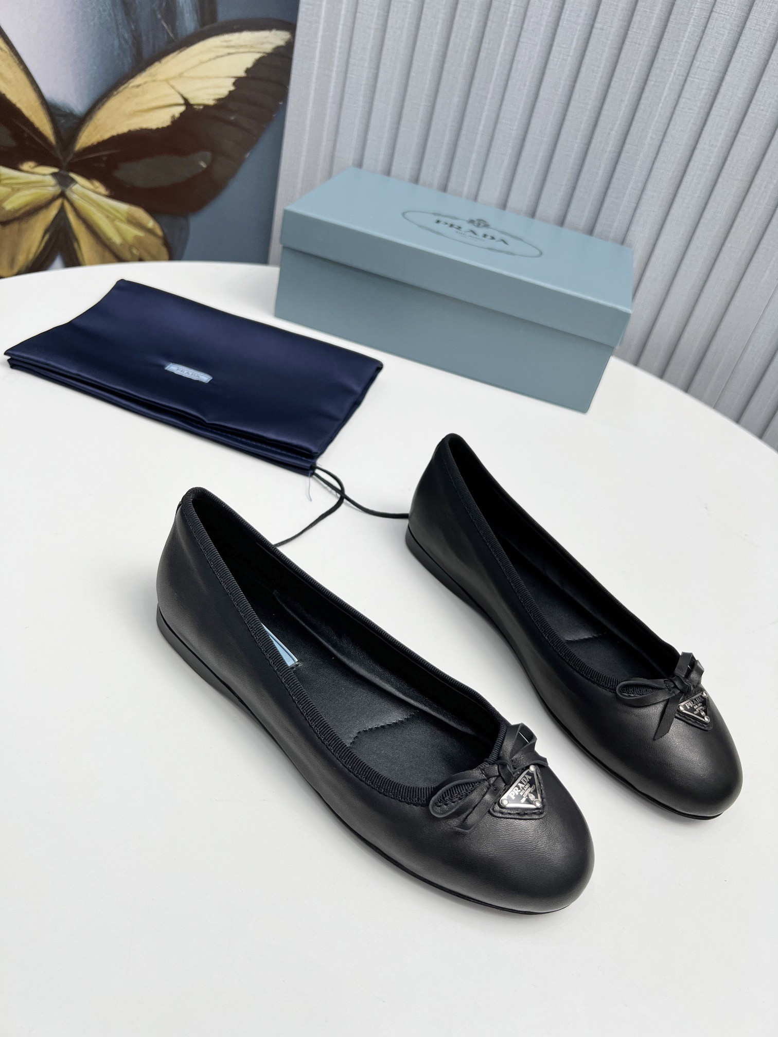 Pra*a ballerinas in black nappa leather