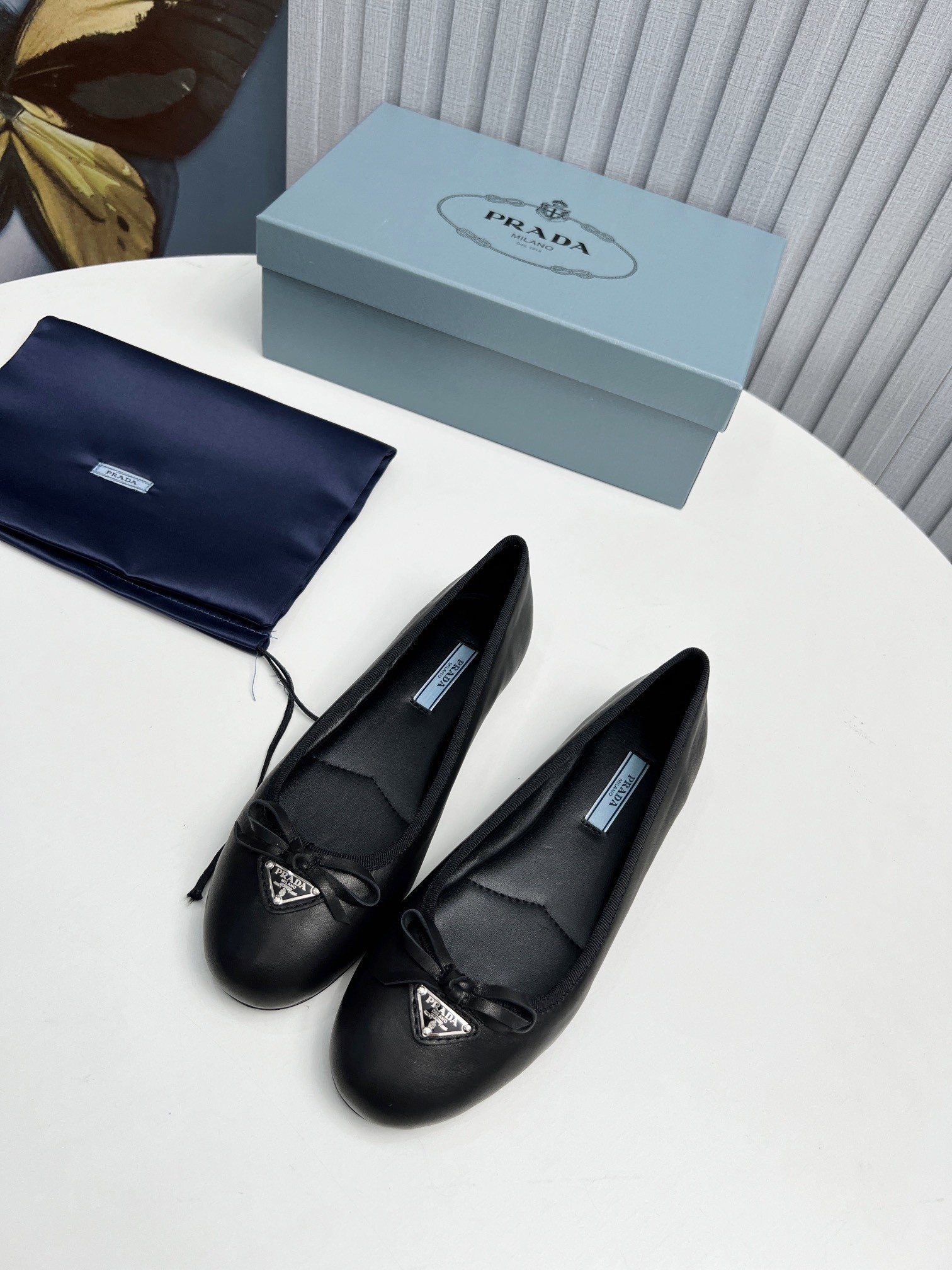 Pra*a ballerinas in black nappa leather
