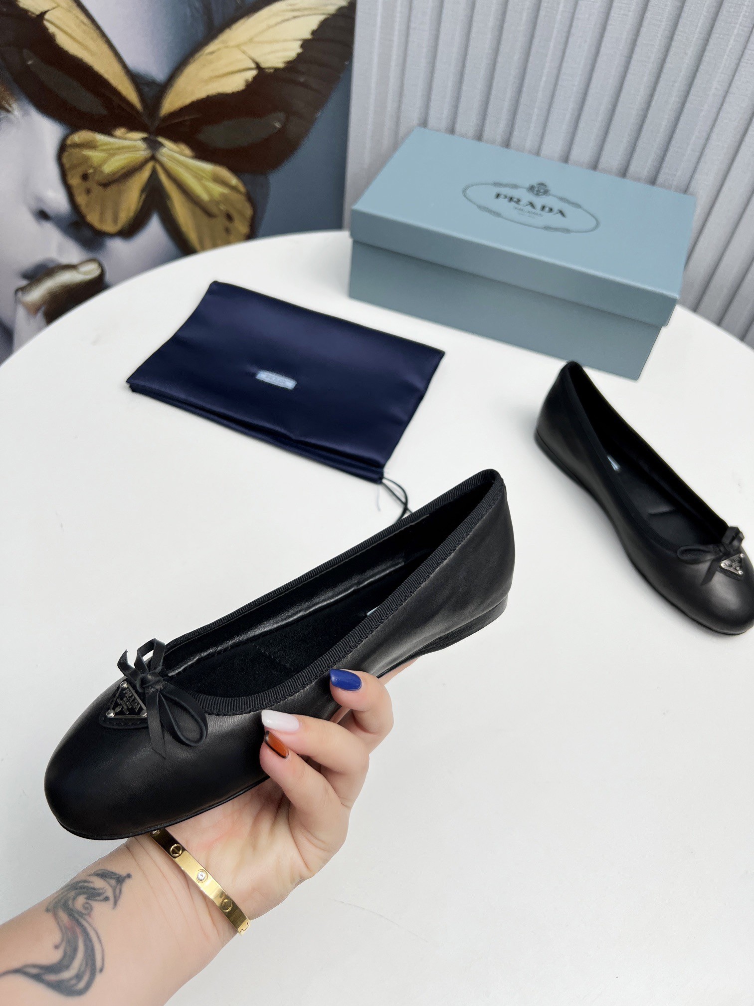 Pra*a ballerinas in black nappa leather