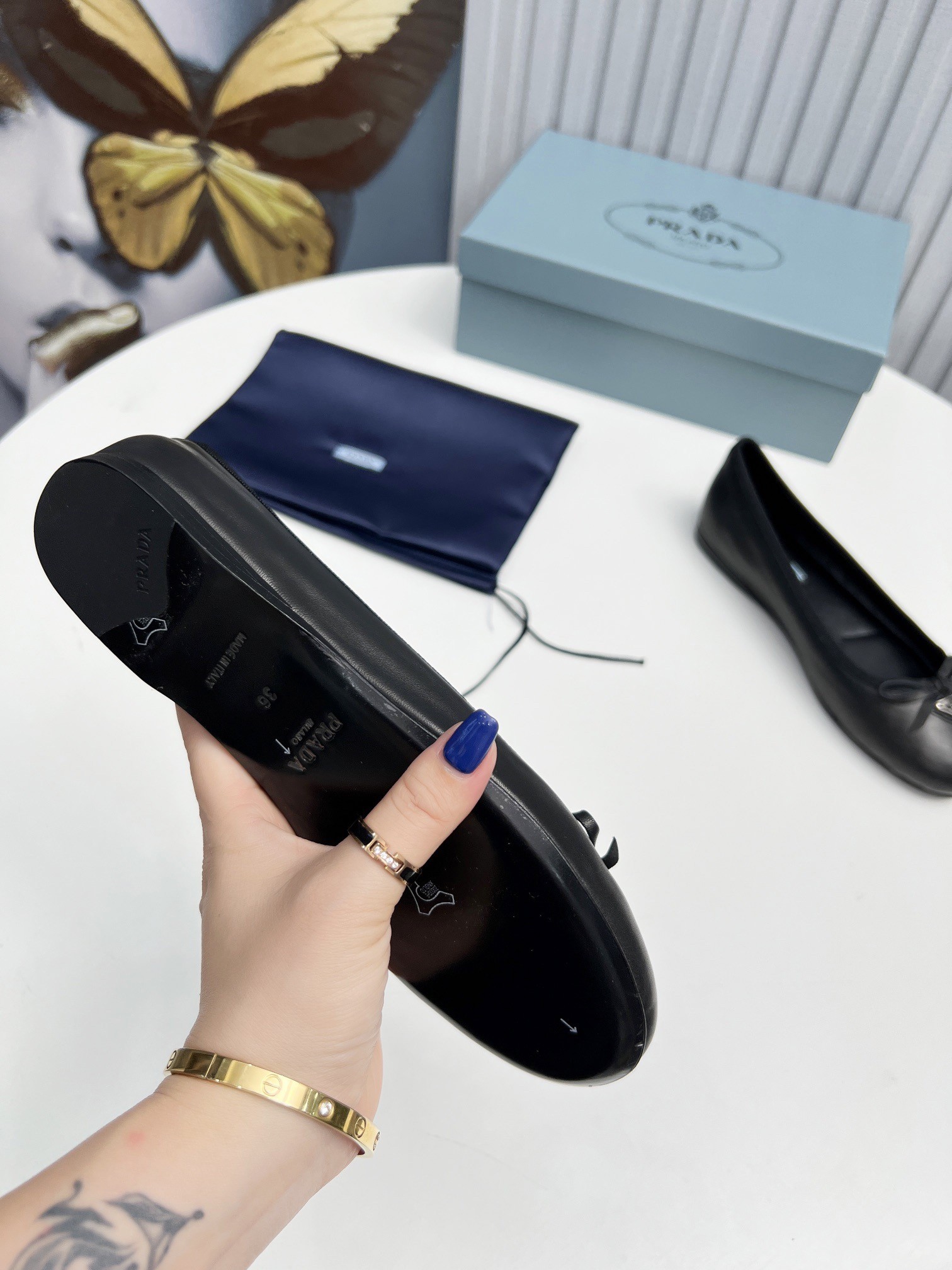 Pra*a ballerinas in black nappa leather