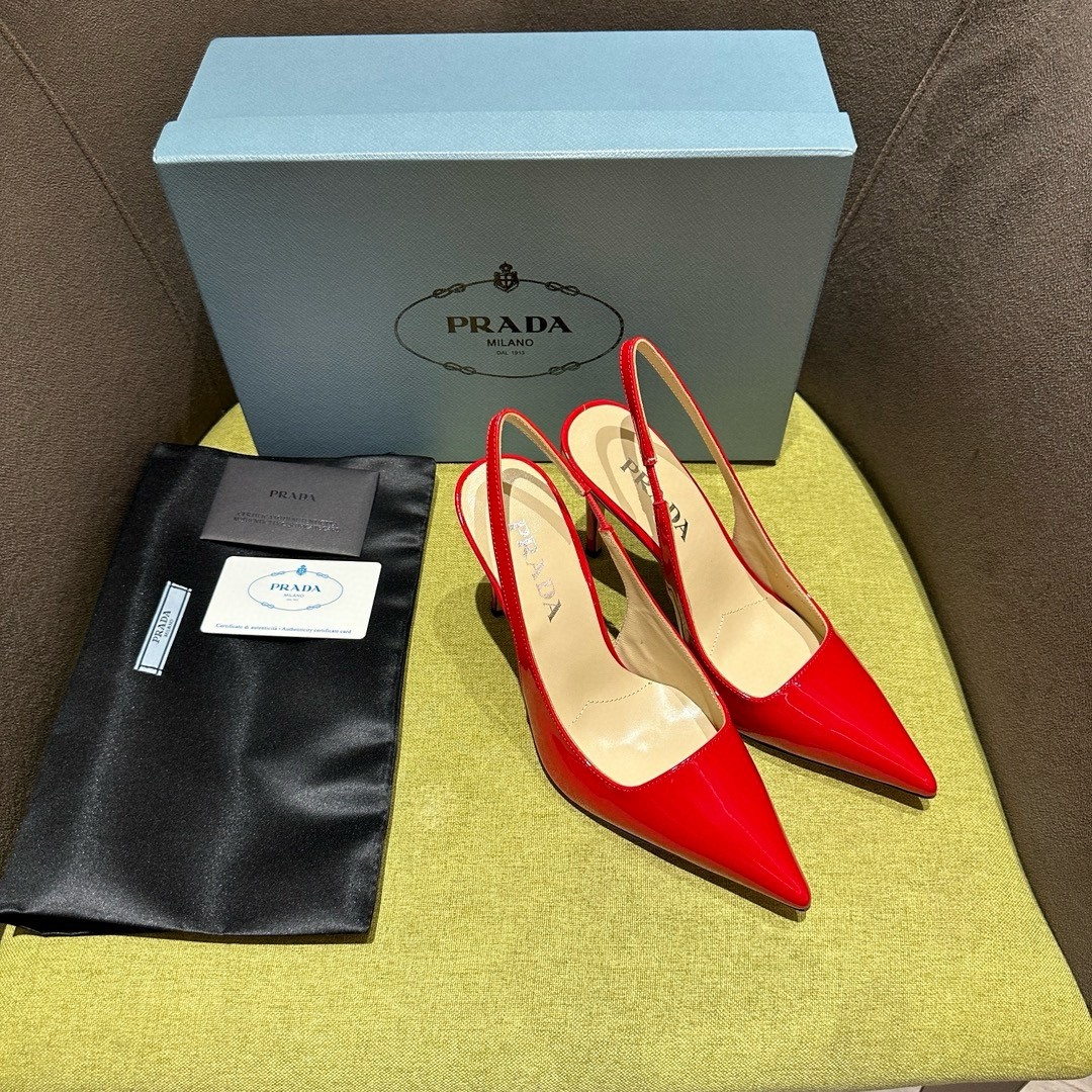 Pra*a slingbacks pumps 95mm in red patent leather