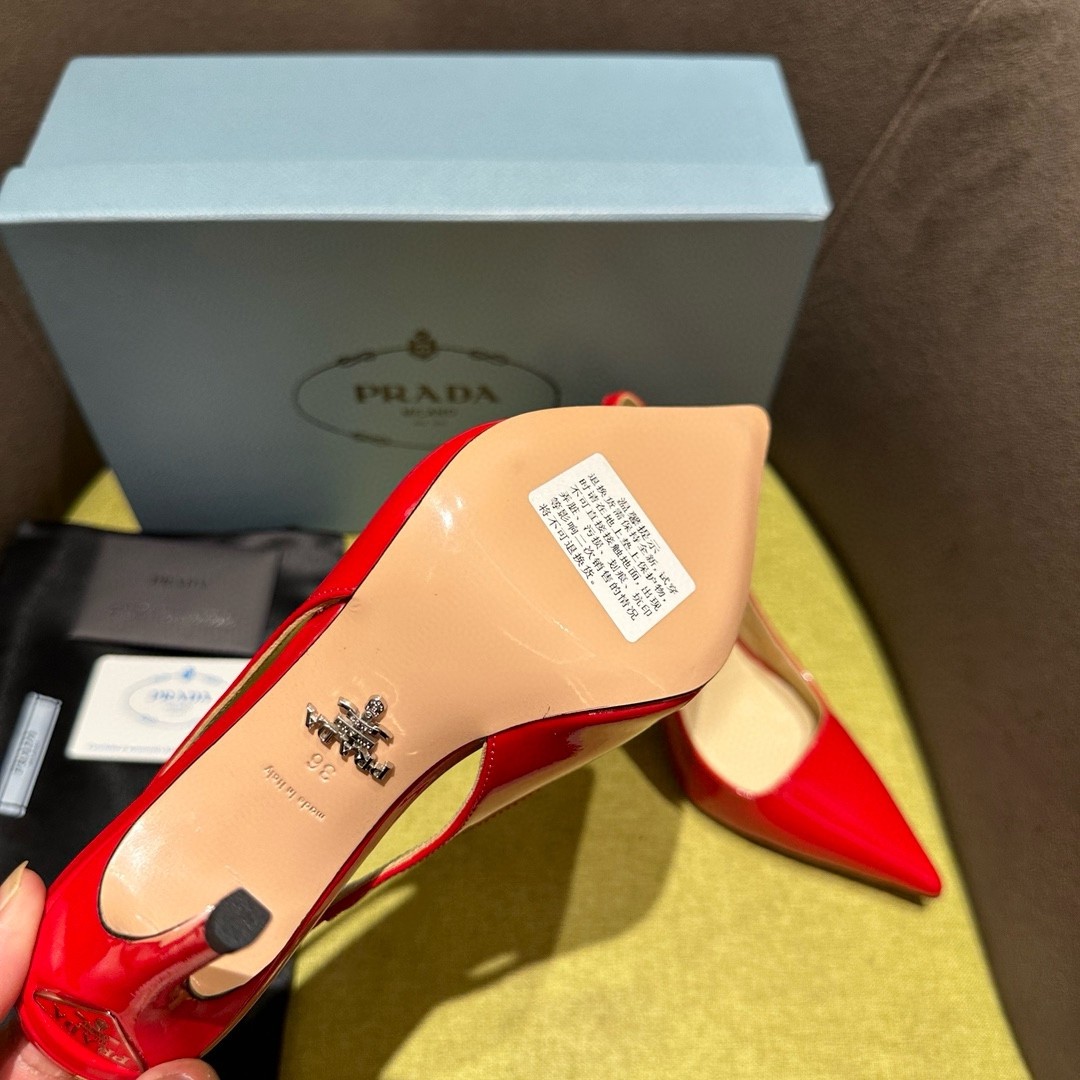 Pra*a slingbacks pumps 95mm in red patent leather