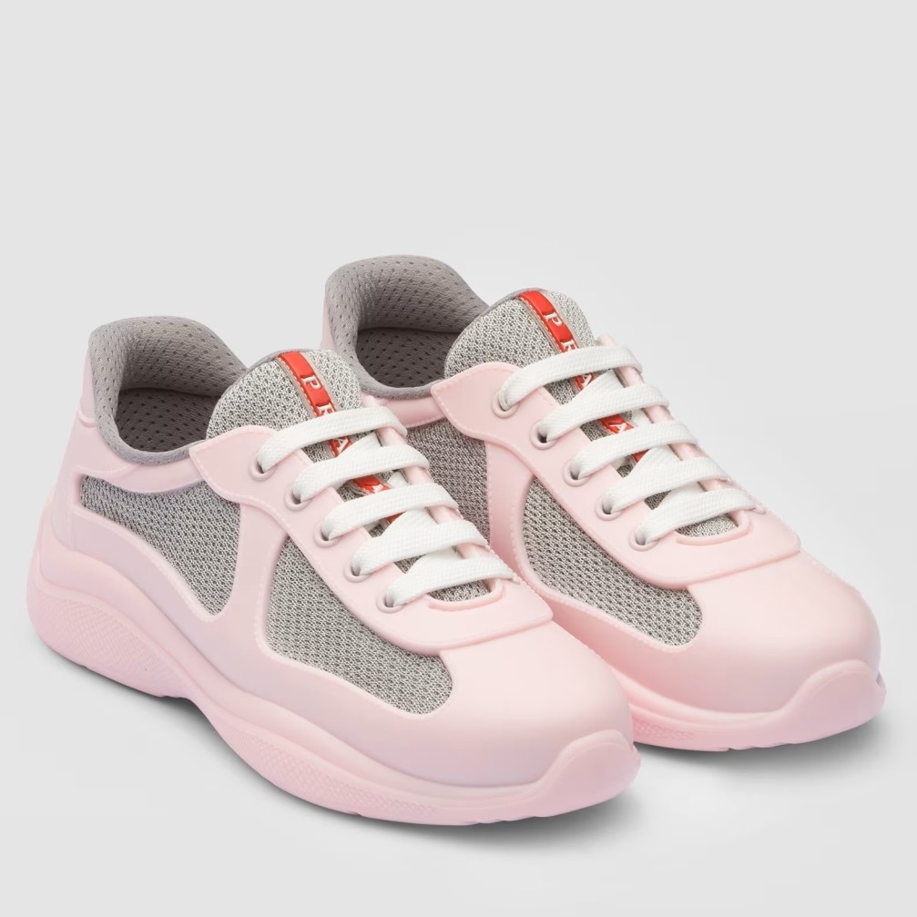 Replica Prada America's Cup Sneakers in Pink Rubber and Bike Fabric