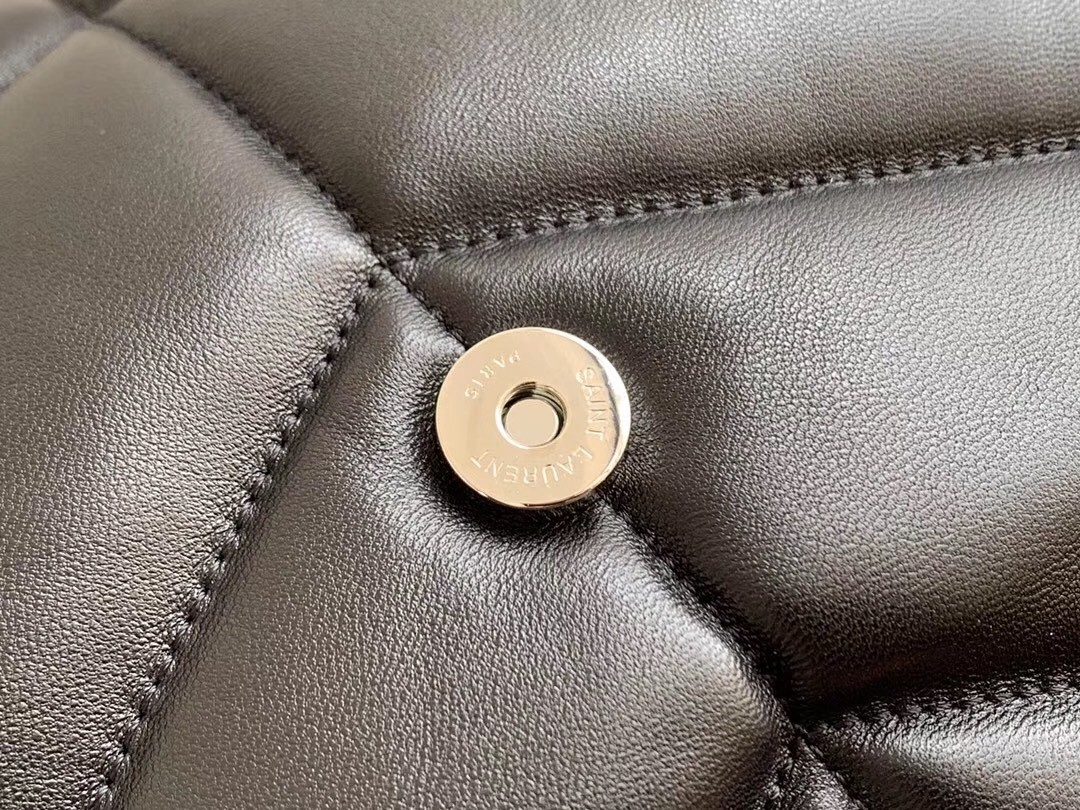 Saint Laurent Loulou Puffer Medium Bag In Black Lambskin