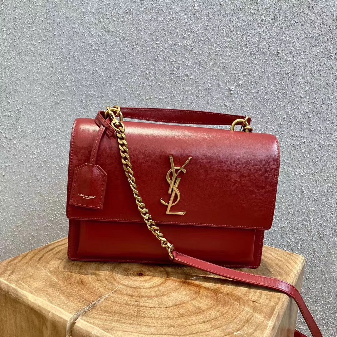 Replica Saint Laurent New Medium Sunset Bag In Black Calfskin