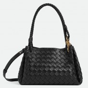 Bottega Veneta Parachute Medium Bag in Black Intrecciato Lambskin