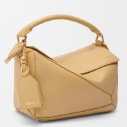 Loewe Featherlight Puzzle Small Bag in Dark Butter Nappa Lambskin