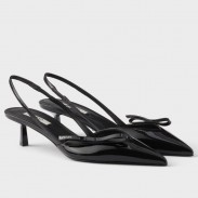Prada Slingback Pumps 45mm in Black Patent Leather