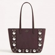 Valentino Nellcote Mini Shopping Bag in Chocolate Suede Calfskin