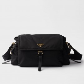 Prada Explore Large Flap Shoulder Bag in Black Re-Nylon