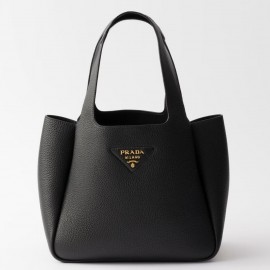 Prada Small Tote Bag in Black Grained Leather
