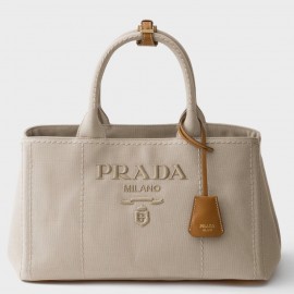 Prada Jardiniere Large Tote Bag in Natural Cotton Canvas 