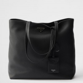 Prada Men's Tote Bag in Black Grained Calfskin