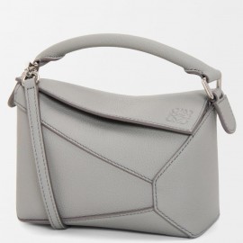 Loewe Puzzle Mini Bag in Pearl Grey Soft Grained Calfskin