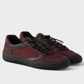 Prada Women's Speedrocks in Burgundy Mesh and Leather