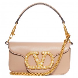 Valentino Loco Small Shoulder Bag in Poudre Calfskin With Jewel Logo