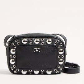 Valentino Nellcote Camera Bag in Black Grained Calfskin 
