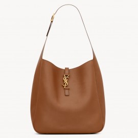 Saint Laurent Le 5 À 7 Soft Large Shoulder Bag in Brown Leather
